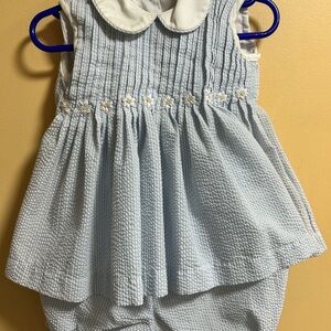Vintage Strasburg Blue and White Baby Outfit